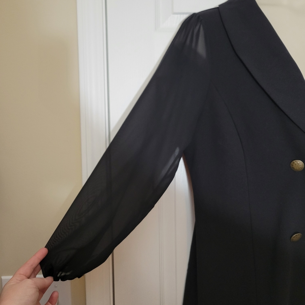 PatPat Black Double-Breasted Puff Sleeve Dress - Picture 16 of 16
